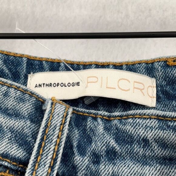 Anthropologie Pilcro Light Wash Blue Denim Mid-Thigh Frayed Bermuda Shorts Sz 29 - Picture 7 of 10
